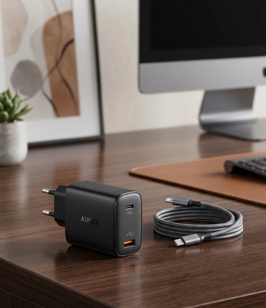 Aukey Swift Series 32W 2-Port Type-C & USB Charger With Cable